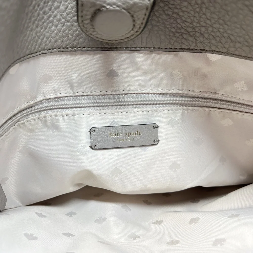 Kate Spade Off White, Black & Grey, Pebbled Leather Satchel Double Handle